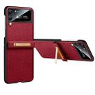 For Samsung Galaxy Z Flip4 SULADA Invisible Bracket Leather Back Cover Phone Case(Red) - 1