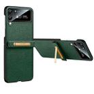 For Samsung Galaxy Z Flip4 SULADA Invisible Bracket Leather Back Cover Phone Case(Dark Green) - 1