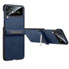 For Samsung Galaxy Z Flip4 SULADA Invisible Bracket Leather Back Cover Phone Case(Blue) - 1