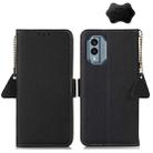 For Nokia X30 5G Side-Magnetic TJ Genuine Leather RFID Phone Case(Black) - 1