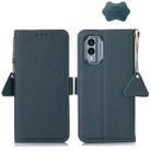 For Nokia X30 5G Side-Magnetic TJ Genuine Leather RFID Phone Case(Green) - 1