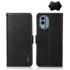 For Nokia X30 5G KHAZNEH Side-Magnetic Litchi Genuine Leather RFID Phone Case(Black) - 1