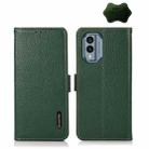 For Nokia X30 5G KHAZNEH Side-Magnetic Litchi Genuine Leather RFID Phone Case(Green) - 1