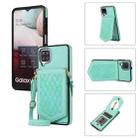 For Samsung Galaxy A12 5G Rhombic Texture RFID Phone Case with Lanyard & Mirror(Mint Green) - 1