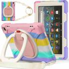 For Amazon Fire HD 8 2022 Silicone + PC Protective Tablet Case with Holder & Shoulder Strap(Colorful Pink) - 1