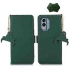 For Nokia X30 5G Genuine Leather Magnetic RFID Leather Phone Case(Green) - 1