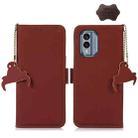 For Nokia X30 5G Genuine Leather Magnetic RFID Leather Phone Case(Coffee) - 1