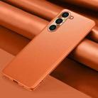 For Samsung Galaxy S23 5G Plain Skin Leather Phone Case(Orange) - 1