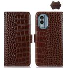 For Nokia X30 5G Crocodile Top Layer Cowhide Leather Phone Case(Brown) - 1