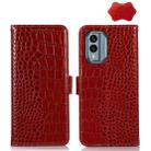 For Nokia X30 5G Crocodile Top Layer Cowhide Leather Phone Case(Red) - 1