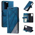 For OPPO A57 2022 Skin Feel Splicing Leather Phone Case(Blue) - 1