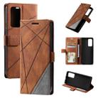 For Xiaomi Redmi 11 Prime 4G Skin Feel Splicing Leather Phone Case(Brown) - 1