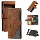 For Google Pixel 7 Skin Feel Splicing Leather Phone Case(Brown) - 1