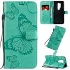 For OnePlus 8 Pro 3D Butterflies Embossing Pattern Horizontal Flip Leather Case with Holder & Card Slot & Wallet & Lanyard(Green) - 1