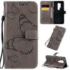 For OnePlus 8 Pro 3D Butterflies Embossing Pattern Horizontal Flip Leather Case with Holder & Card Slot & Wallet & Lanyard(Grey) - 1
