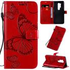 For OnePlus 8 Pro 3D Butterflies Embossing Pattern Horizontal Flip Leather Case with Holder & Card Slot & Wallet & Lanyard(Red) - 1