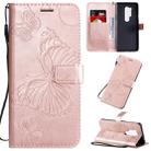 For OnePlus 8 Pro 3D Butterflies Embossing Pattern Horizontal Flip Leather Case with Holder & Card Slot & Wallet & Lanyard(Rose Gold) - 1