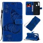 For Motorola Moto G8 3D Butterflies Embossing Pattern Horizontal Flip Leather Case with Holder & Card Slot & Wallet & Lanyard(Blue) - 1