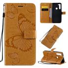 For Motorola Moto G8 3D Butterflies Embossing Pattern Horizontal Flip Leather Case with Holder & Card Slot & Wallet & Lanyard(Yellow) - 1