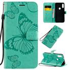 For Motorola Moto E7 3D Butterflies Embossing Pattern Horizontal Flip Leather Case with Holder & Card Slot & Wallet & Lanyard(Green) - 1