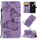 For Motorola Moto E7 3D Butterflies Embossing Pattern Horizontal Flip Leather Case with Holder & Card Slot & Wallet & Lanyard(Purple) - 1