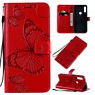 For Motorola Moto E7 3D Butterflies Embossing Pattern Horizontal Flip Leather Case with Holder & Card Slot & Wallet & Lanyard(Red) - 1