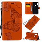 For Motorola Moto E7 3D Butterflies Embossing Pattern Horizontal Flip Leather Case with Holder & Card Slot & Wallet & Lanyard(Orange) - 1