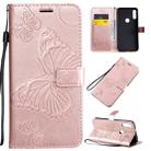 For Motorola Moto E7 3D Butterflies Embossing Pattern Horizontal Flip Leather Case with Holder & Card Slot & Wallet & Lanyard(Rose Gold) - 1