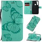 For Motorola Moto G8 Power 3D Butterflies Embossing Pattern Horizontal Flip Leather Case with Holder & Card Slot & Wallet & Lanyard(Green) - 1