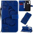 For Motorola Moto G8 Power 3D Butterflies Embossing Pattern Horizontal Flip Leather Case with Holder & Card Slot & Wallet & Lanyard(Blue) - 1