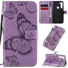 For Motorola Moto G8 Power 3D Butterflies Embossing Pattern Horizontal Flip Leather Case with Holder & Card Slot & Wallet & Lanyard(Purple) - 1