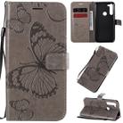 For Motorola Moto G8 Power 3D Butterflies Embossing Pattern Horizontal Flip Leather Case with Holder & Card Slot & Wallet & Lanyard(Grey) - 1