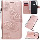 For Motorola Moto G8 Power 3D Butterflies Embossing Pattern Horizontal Flip Leather Case with Holder & Card Slot & Wallet & Lanyard(Rose Gold) - 1