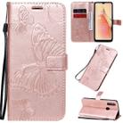 For OPPO A8 / A31 (2020) 3D Butterflies Embossing Pattern Horizontal Flip Leather Case with Holder & Card Slot & Wallet & Lanyard(Rose Gold) - 1