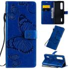 For OPPO Find X2 Pro 3D Butterflies Embossing Pattern Horizontal Flip Leather Case with Holder & Card Slot & Wallet & Lanyard(Blue) - 1