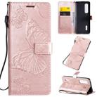 For OPPO Find X2 Pro 3D Butterflies Embossing Pattern Horizontal Flip Leather Case with Holder & Card Slot & Wallet & Lanyard(Rose Gold) - 1