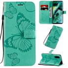 For OPPO Find X2 3D Butterflies Embossing Pattern Horizontal Flip Leather Case with Holder & Card Slot & Wallet & Lanyard(Green) - 1