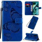 For OPPO Find X2 3D Butterflies Embossing Pattern Horizontal Flip Leather Case with Holder & Card Slot & Wallet & Lanyard(Blue) - 1