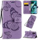 For OPPO Find X2 3D Butterflies Embossing Pattern Horizontal Flip Leather Case with Holder & Card Slot & Wallet & Lanyard(Purple) - 1