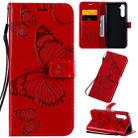 For OPPO Realme 6 Pro 3D Butterflies Embossing Pattern Horizontal Flip Leather Case with Holder & Card Slot & Wallet & Lanyard(Red) - 1