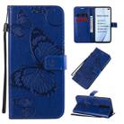 For Xiaomi Redmi K30 3D Butterflies Embossing Pattern Horizontal Flip Leather Case with Holder & Card Slot & Wallet & Lanyard(Blue) - 1