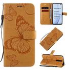 For Xiaomi Redmi K30 3D Butterflies Embossing Pattern Horizontal Flip Leather Case with Holder & Card Slot & Wallet & Lanyard(Yellow) - 1
