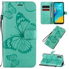 For Huawei Enjoy 10e 3D Butterflies Embossing Pattern Horizontal Flip Leather Case with Holder & Card Slot & Wallet & Lanyard(Green) - 1
