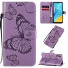 For Huawei Enjoy 10e 3D Butterflies Embossing Pattern Horizontal Flip Leather Case with Holder & Card Slot & Wallet & Lanyard(Purple) - 1