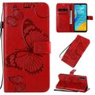 For Huawei Enjoy 10e 3D Butterflies Embossing Pattern Horizontal Flip Leather Case with Holder & Card Slot & Wallet & Lanyard(Red) - 1