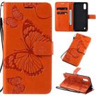 For Galaxy A01 3D Butterflies Embossing Pattern Horizontal Flip Leather Case with Holder & Card Slot & Wallet & Lanyard(Orange) - 1