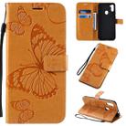 For Galaxy M11 3D Butterflies Embossing Pattern Horizontal Flip Leather Case with Holder & Card Slot & Wallet & Lanyard(Yellow) - 1