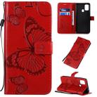 For Galaxy M31 3D Butterflies Embossing Pattern Horizontal Flip Leather Case with Holder & Card Slot & Wallet & Lanyard(Red) - 1