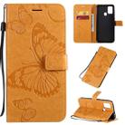For Galaxy M31 3D Butterflies Embossing Pattern Horizontal Flip Leather Case with Holder & Card Slot & Wallet & Lanyard(Yellow) - 1