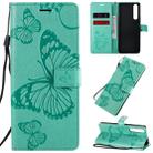 For Sony Xperia 1 II 3D Butterflies Embossing Pattern Horizontal Flip Leather Case with Holder & Card Slot & Wallet & Lanyard(Green) - 1